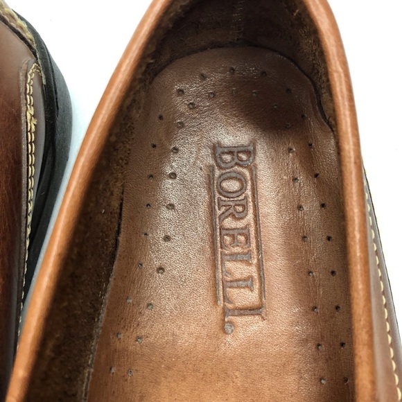 Borelli Andrew Mens 10M Brown Leather Basket Weave Tassel Loafers - Picture 5 of 6